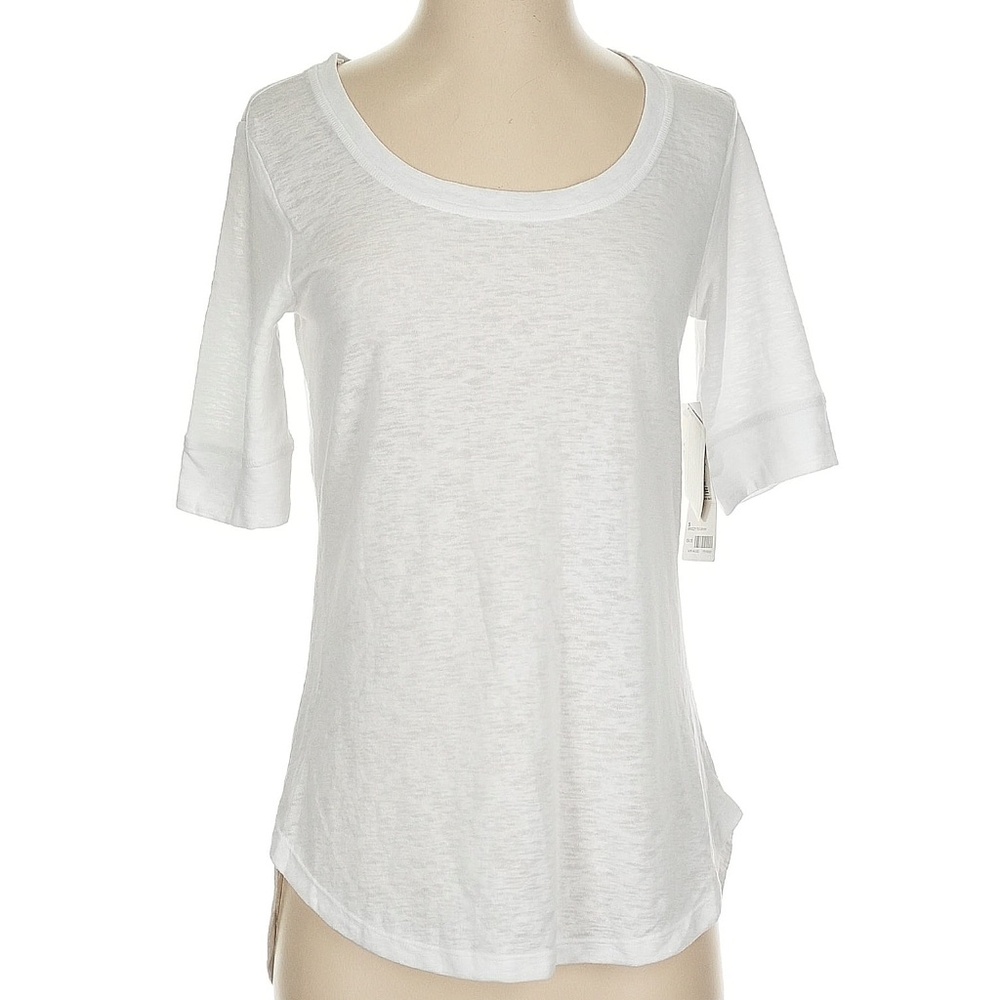 New Athleta White Scoop Neck 3/4 Sleeve Top